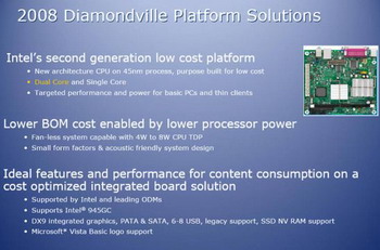 Diamondville processors platform