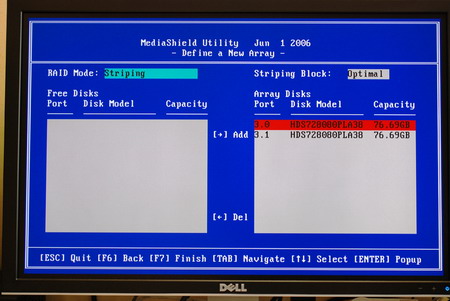 Bios RAID : select hard disk stripping