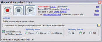 Skype Call Recorder 0.7.2.1
