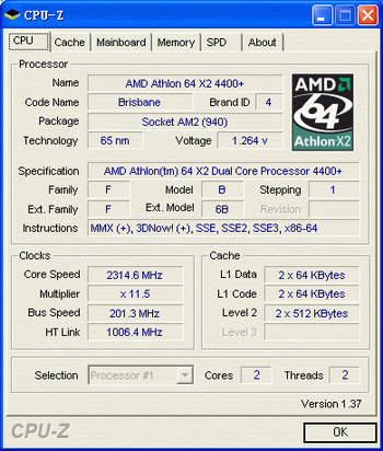 athlon 64 X2 4400+ 0.065 brisbane cpuz