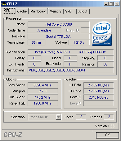 Intel Core 2 duo E6300 review