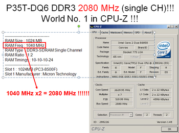 P35T-DQ6 DDR3 Overclocking 2080MHz