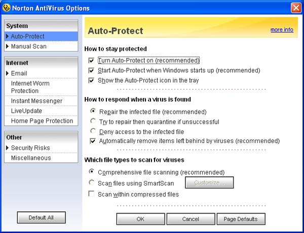 antivirus 2006 chart : norton Kaspersky Antivirus 6.0 McAfee VirusScan 10 NOD32 Antivirus System 2.5 Antivirus BitDefender 10 F-Secure Antivirus 2006 PC-cillin Internet Security 14 Panda Titanium 2006 Antivirus Avast! 4.7.844  Antivirus Personal 7 Antivir